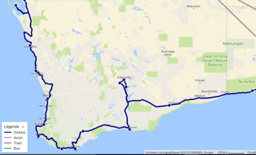 Carte: Sud de l'Australie Occidentale